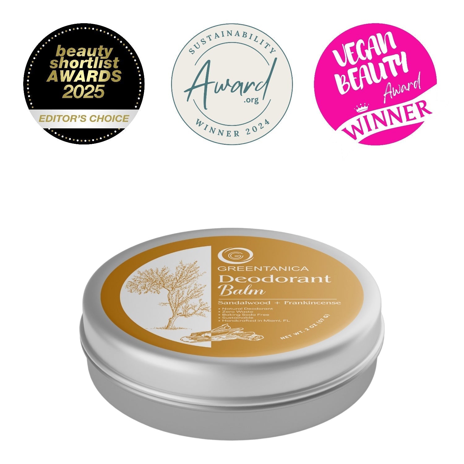 Sandalwood + Frankincense Vegan Deodorant Balm by Greentanica-0
