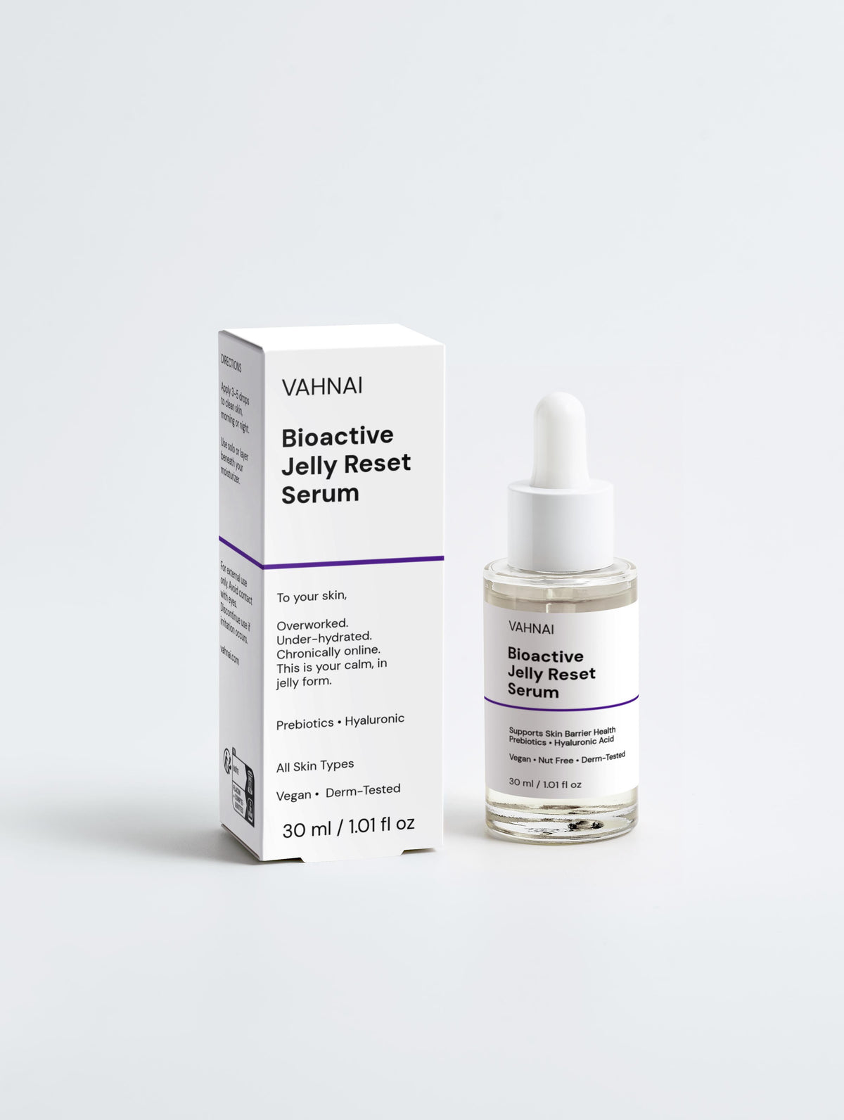 Vahleni Bioactive Jelly Reset Serum with packaging on a white background