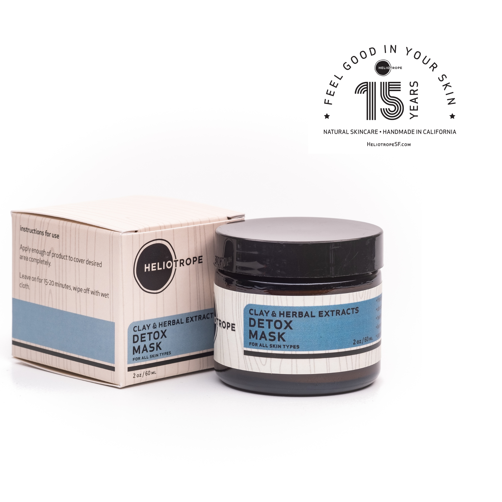 Heliotrope SF Clay & Herbal Extract Detox Mask in glass jar
