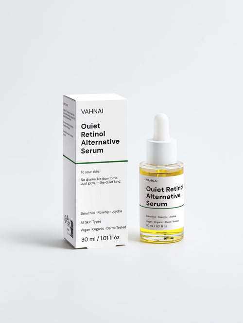 Vahnai Quiet Retinol Alternative Serum bottle and packaging on a white background