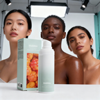 Diverse models with radiant skin showcasing VAHNAI Cloudberry Hydrating Serum — luxury clean skincare for all complexions.
